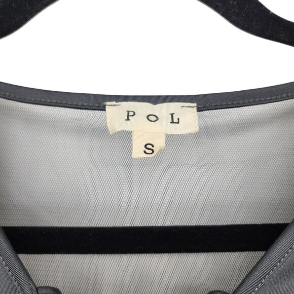 POL Gray Front Tie Sleeveless Snap Front Bodysuit - Small - Picture 2 of 5